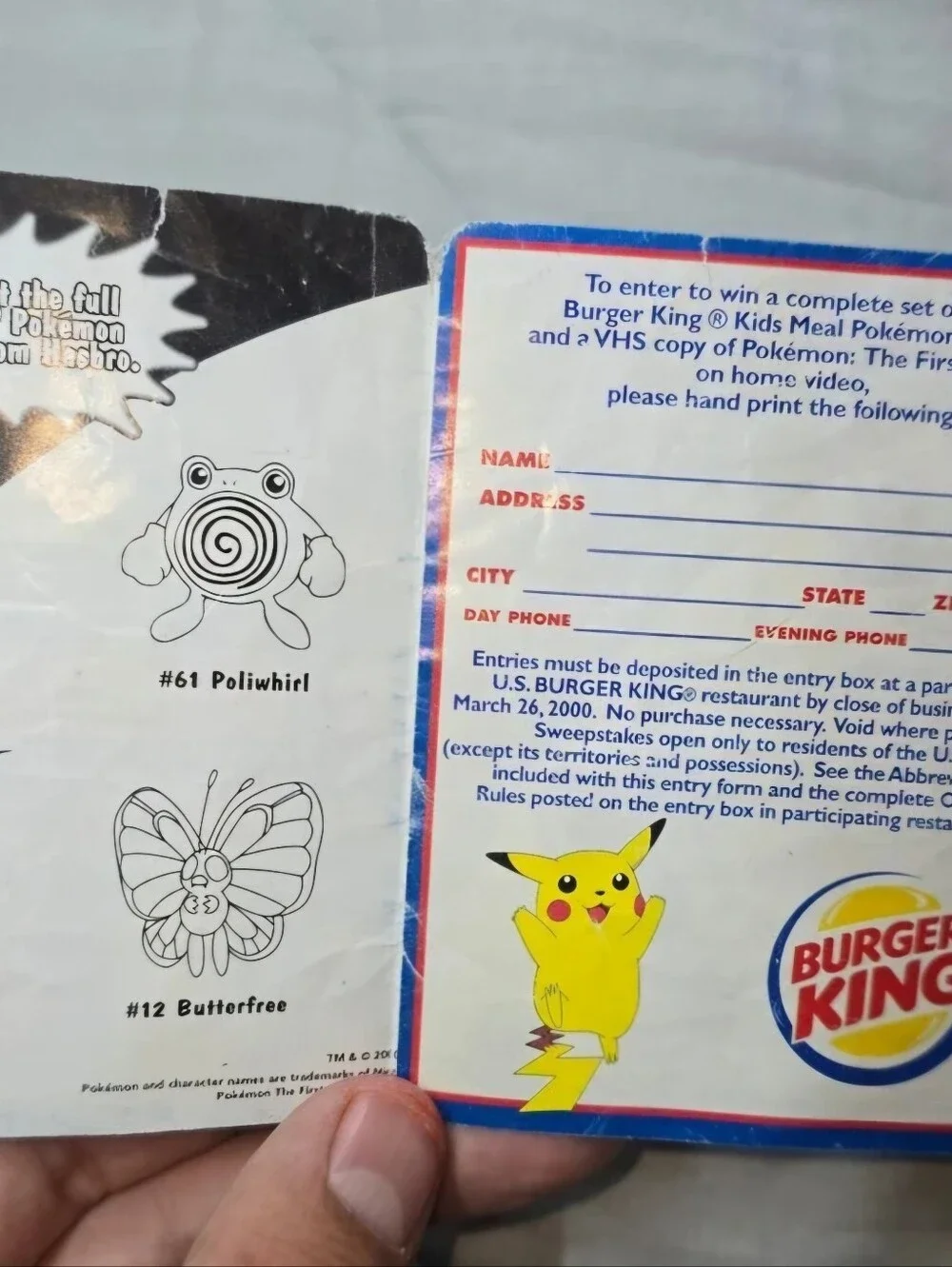 Pokemon Burger King Pokemon The first movie Ad 1999 “Collect Em All” Pokemon